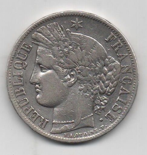 FRANCIA DEL AÑO 1849 DE 5 FRANCOS